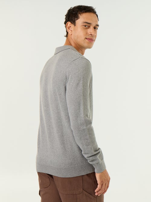 Camisola de gola polo de mangas compridas - Kiabi