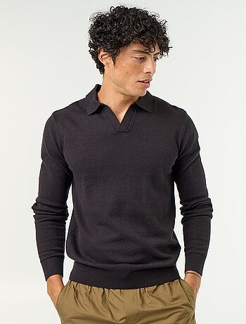 Camisola de gola polo de mangas compridas