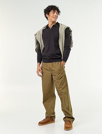 Camisola de gola polo de mangas compridas