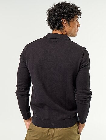 Camisola de gola polo de mangas compridas