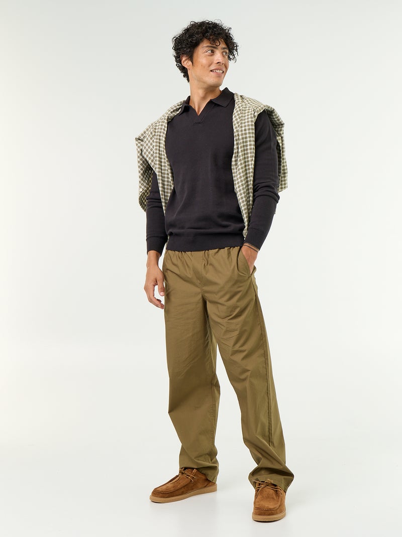 Camisola de gola polo de mangas compridas Preto - Kiabi