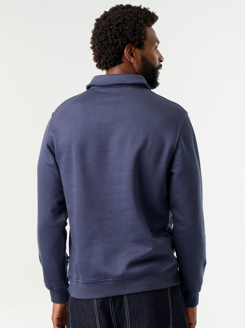 Camisola de gola polo em moletão Azul - Kiabi