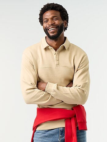 Camisola de gola polo em moletão
