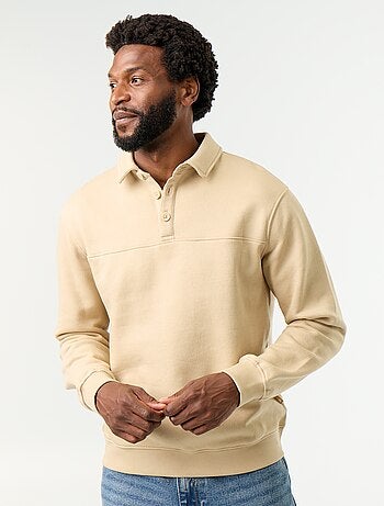 Camisola de gola polo em moletão