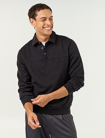 Camisola de gola polo em moletão