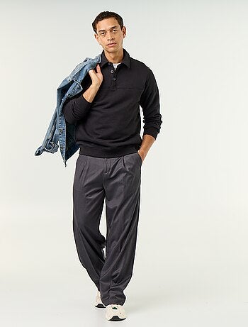 Camisola de gola polo em moletão