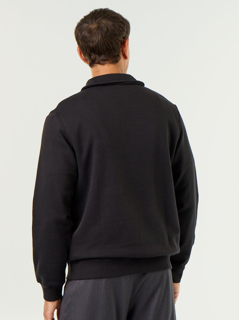 Camisola de gola polo em moletão Preto - Kiabi