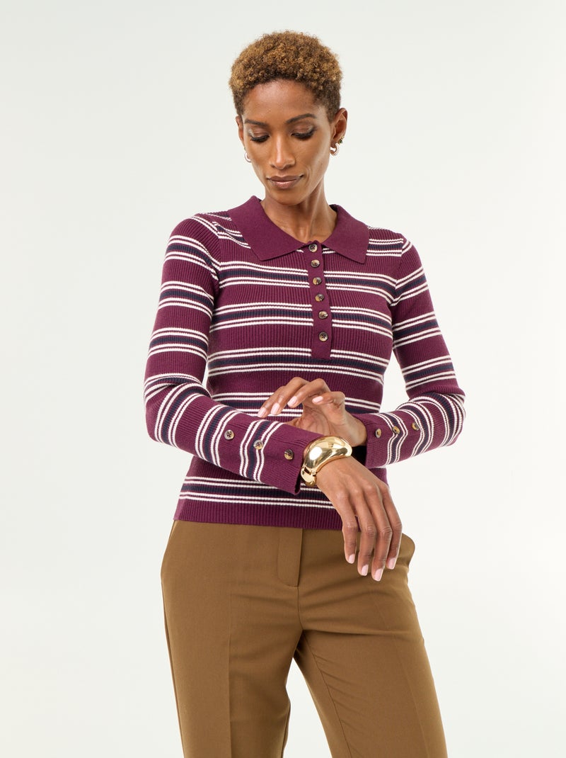 Camisola de gola polo Violeta - Kiabi