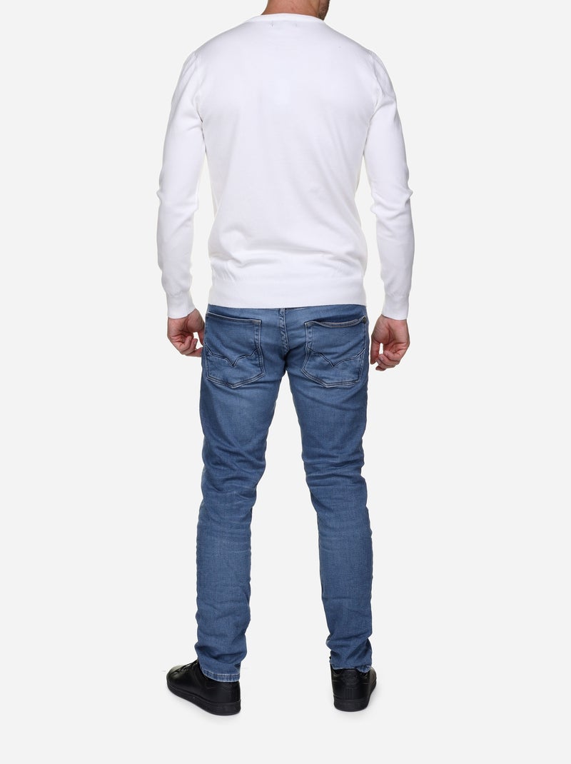 Camisola de gola redonda - Kenzarro Branco - Kiabi