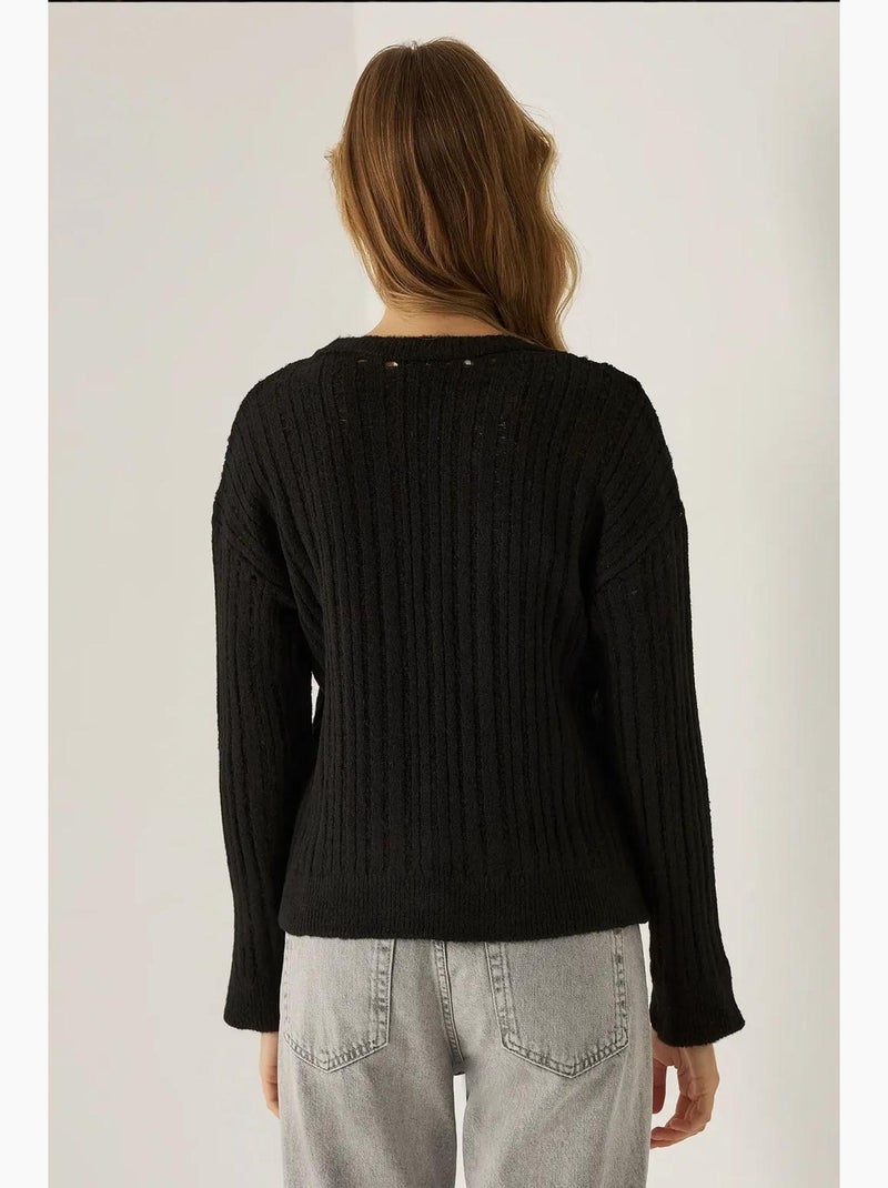 Camisola de gola redonda com ajuste descontraído hiccup Preto - Kiabi