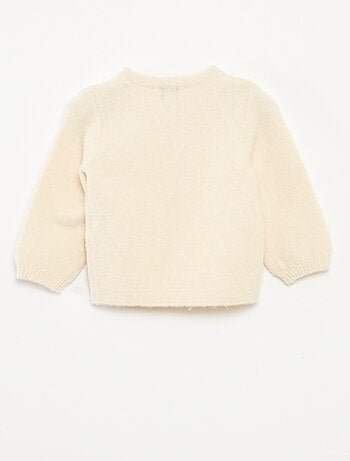 Camisola de gola redonda com aplique de flores