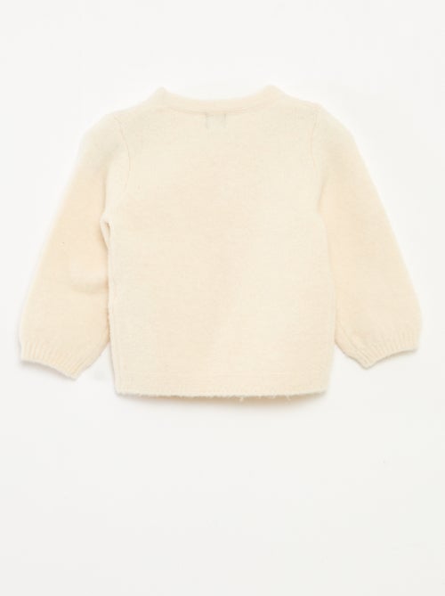 Camisola de gola redonda com aplicação de flores - Kiabi