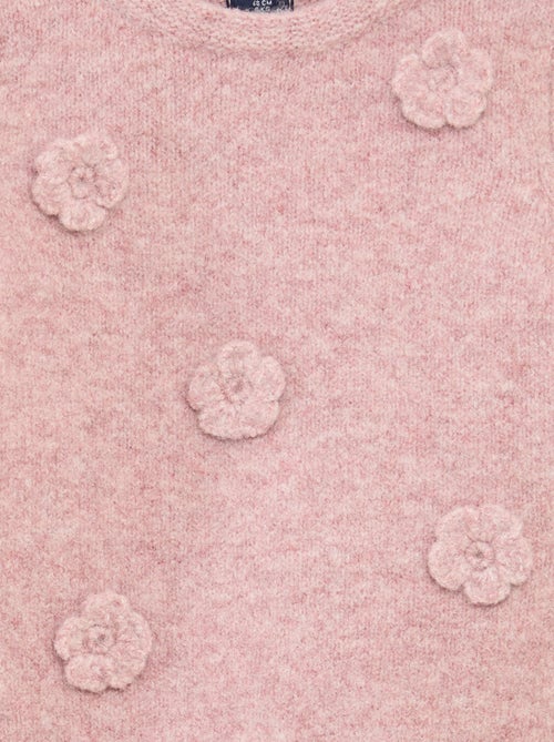 Camisola de gola redonda com aplique de flores - Kiabi