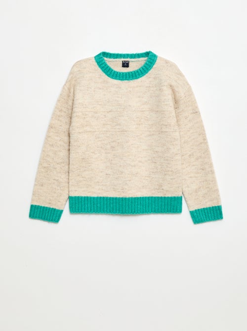 Camisola de gola redonda com barra - Kiabi