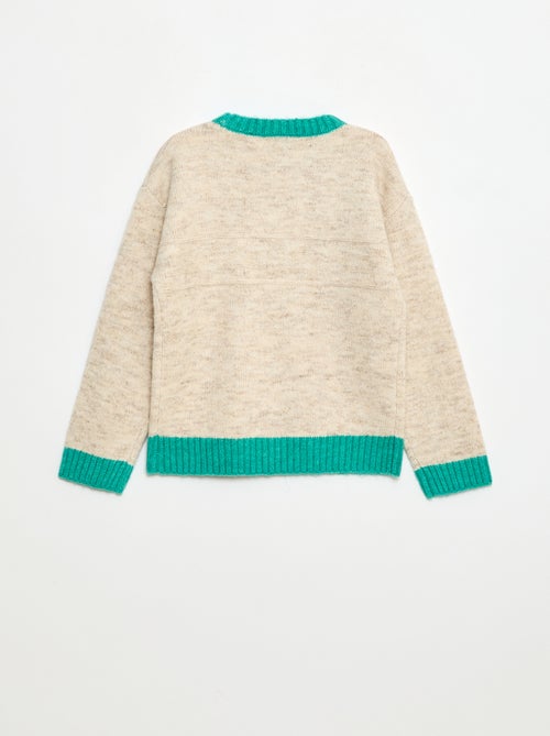 Camisola de gola redonda com barra - Kiabi