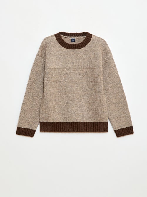 Camisola de gola redonda com barra - Kiabi