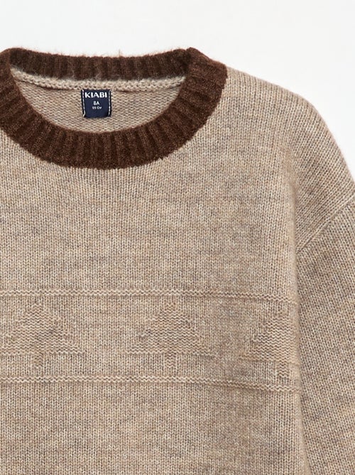 Camisola de gola redonda com barra - Kiabi