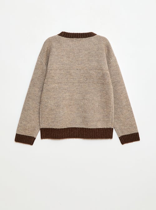 Camisola de gola redonda com barra - Kiabi