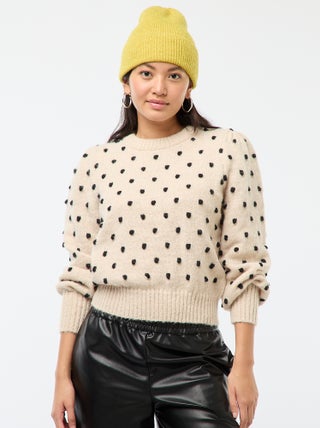 Camisola de gola redonda com bolinhas em relevo