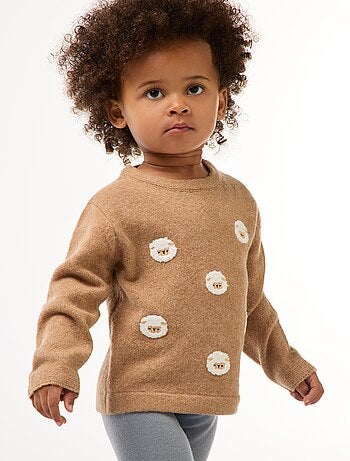 Camisola de gola redonda com bordados