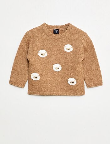Camisola de gola redonda com bordados