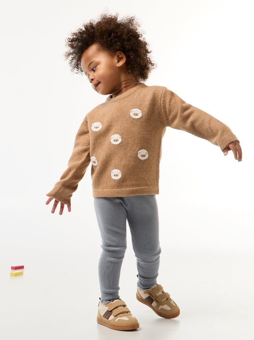 Camisola de gola redonda com bordados - Kiabi