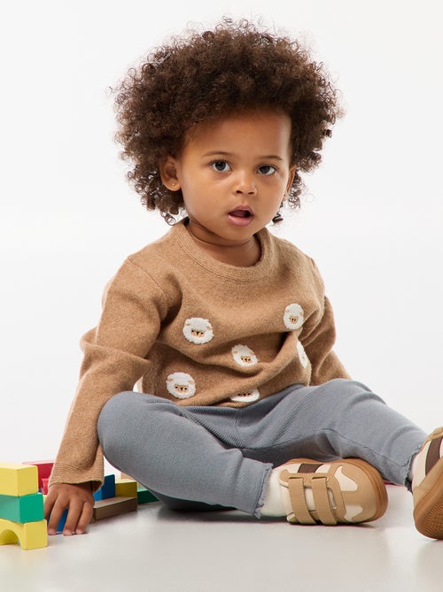 Camisola de gola redonda com bordados - Kiabi