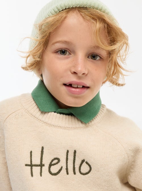 Camisola de gola redonda com desenho - Kiabi