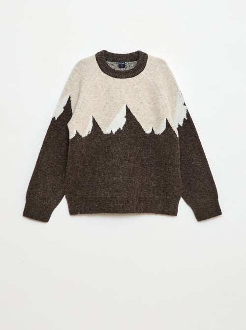 Camisola de gola redonda com desenho - Kiabi