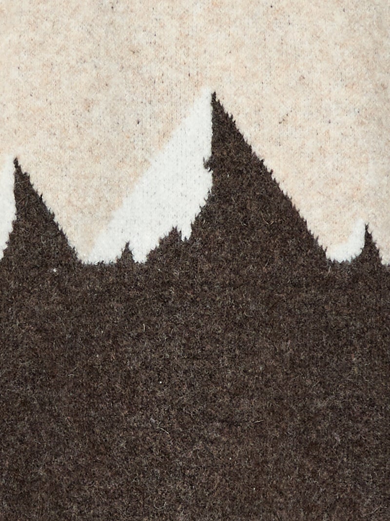 Camisola de gola redonda com desenho Bege - Kiabi