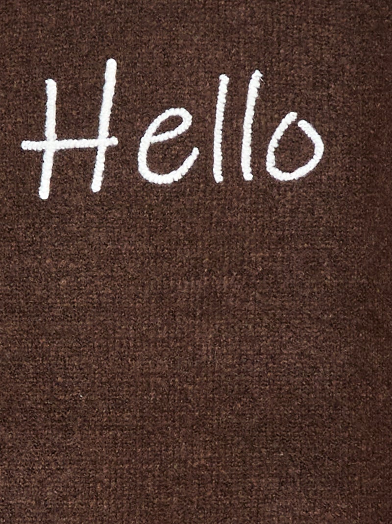 Camisola de gola redonda com desenho Castanho - Kiabi