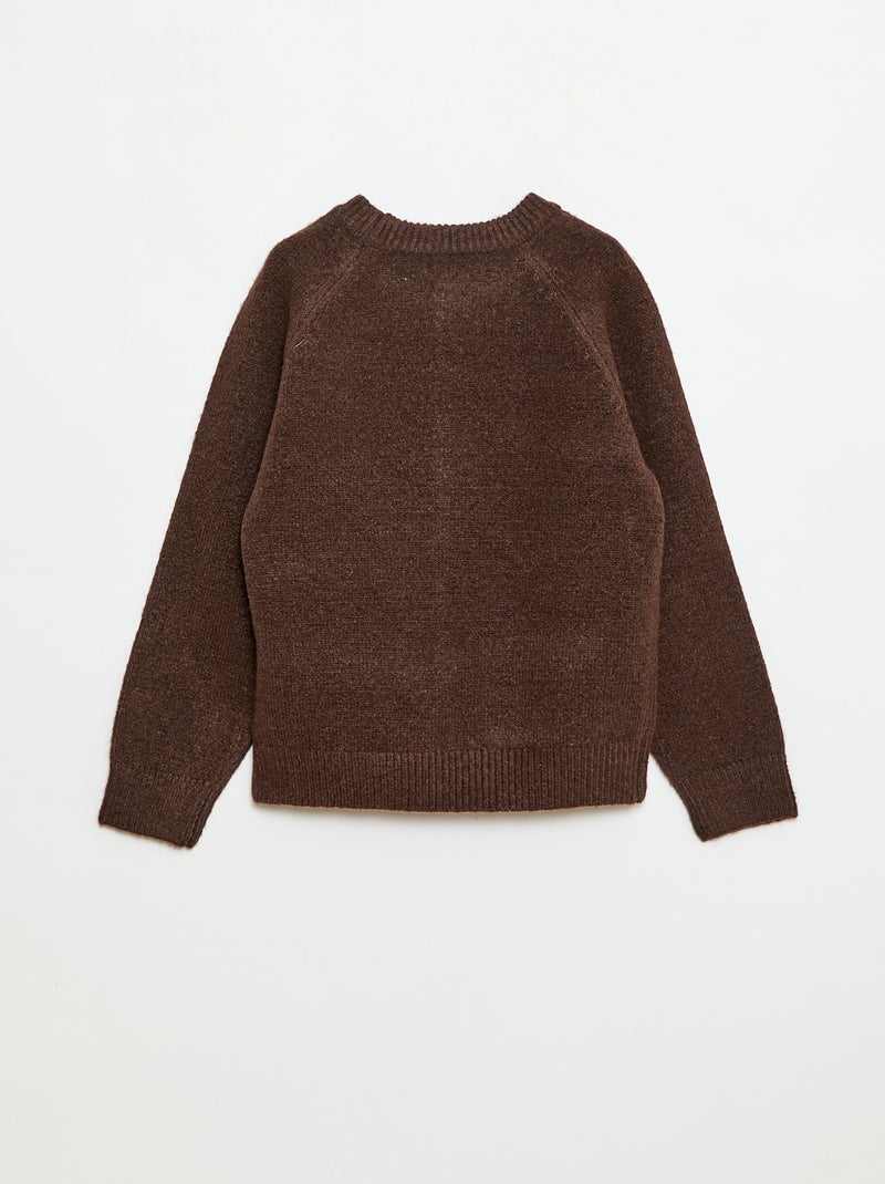 Camisola de gola redonda com desenho Castanho - Kiabi