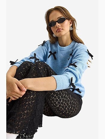 Camisola de gola redonda com detalhe de laço lucci