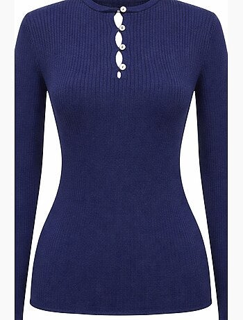 Camisola de gola redonda com detalhes de botões mixray
