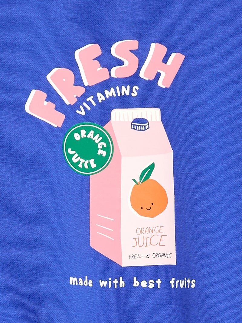 Camisola de gola redonda com estampado - Grafik Edition Azul - Kiabi
