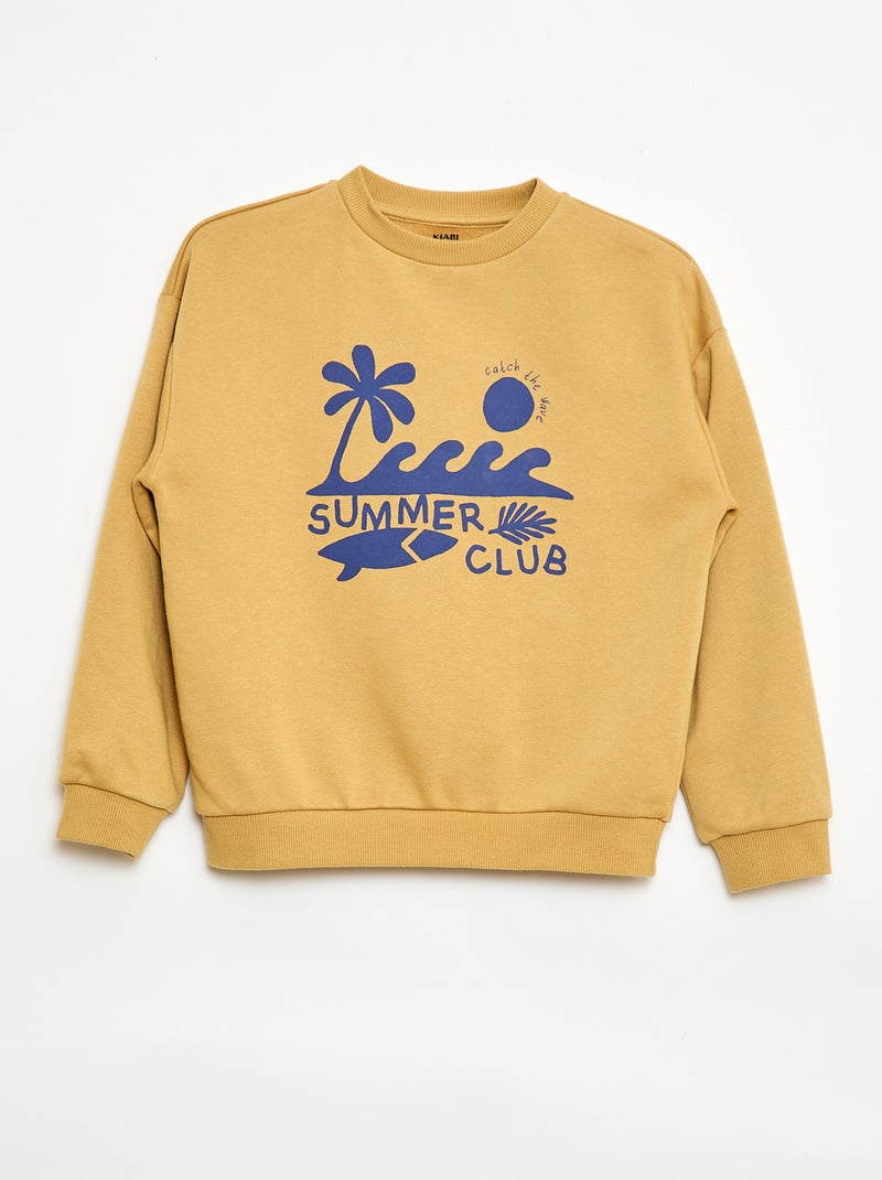 Camisola de gola redonda com estampado Amarelo - Kiabi