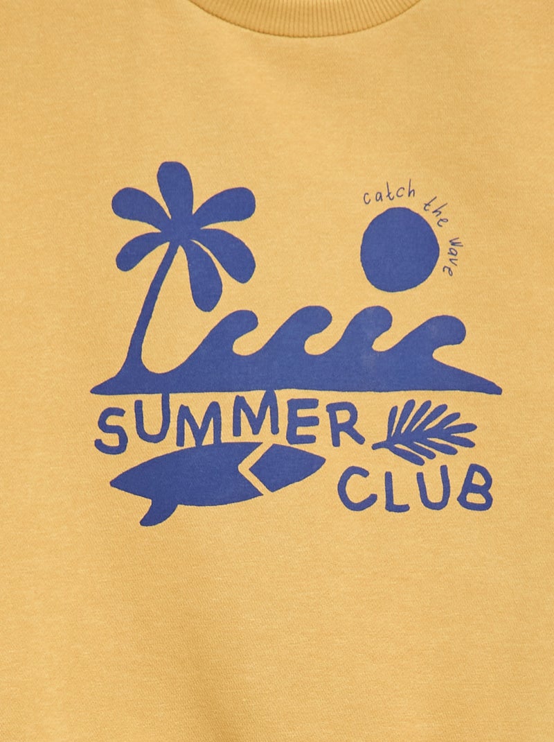 Camisola de gola redonda com estampado Amarelo - Kiabi