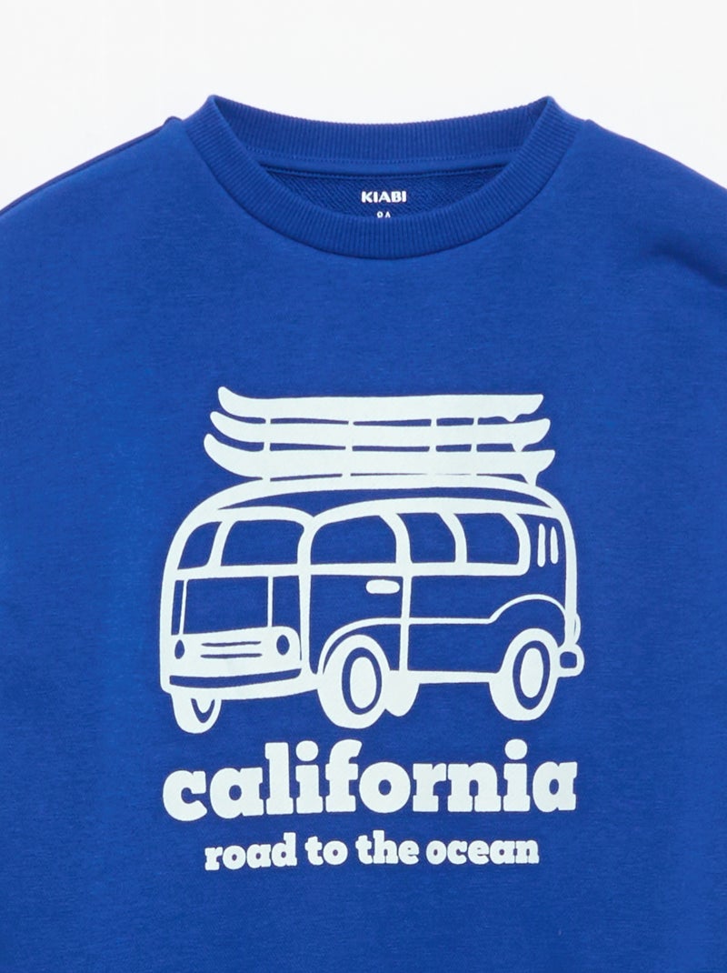 Camisola de gola redonda com estampado Azul - Kiabi