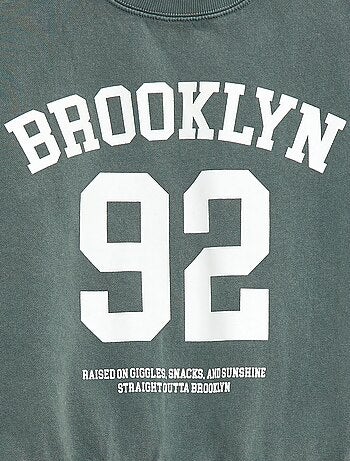 Camisola de gola redonda com estampado