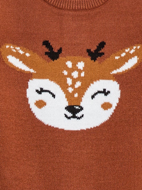 Camisola de gola redonda com estampado de 'cervo' - Kiabi