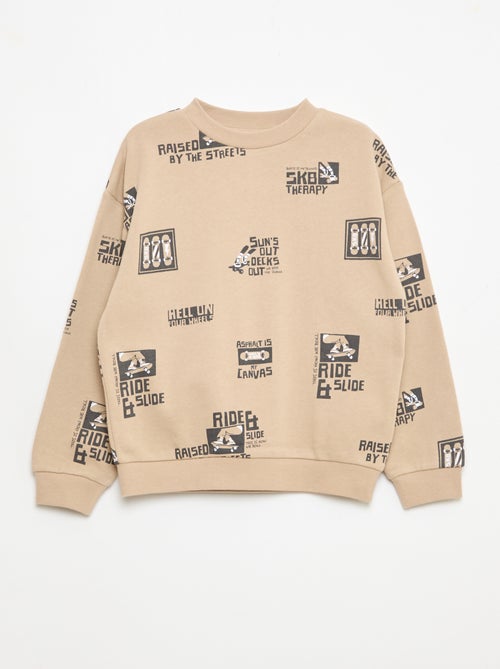 Camisola de gola redonda com estampado em algodão - Kiabi