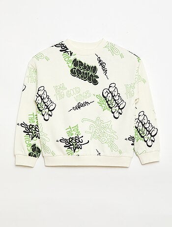 Camisola de gola redonda com estampado em algodão