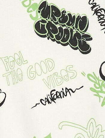 Camisola de gola redonda com estampado em algodão