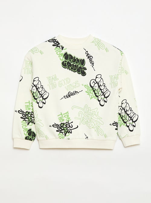 Camisola de gola redonda com estampado em algodão - Kiabi