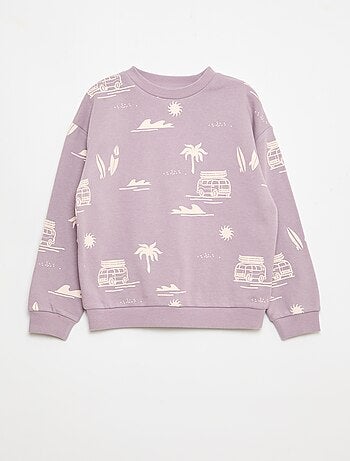 Camisola de gola redonda com estampado em algodão