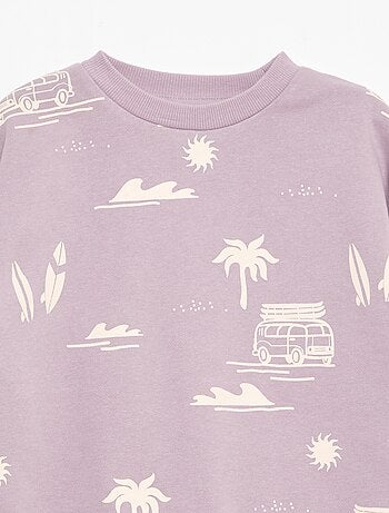 Camisola de gola redonda com estampado em algodão