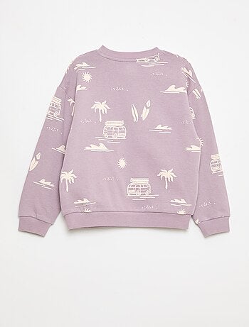 Camisola de gola redonda com estampado em algodão