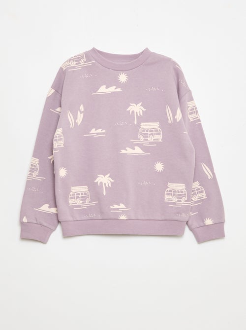 Camisola de gola redonda com estampado em algodão - Kiabi