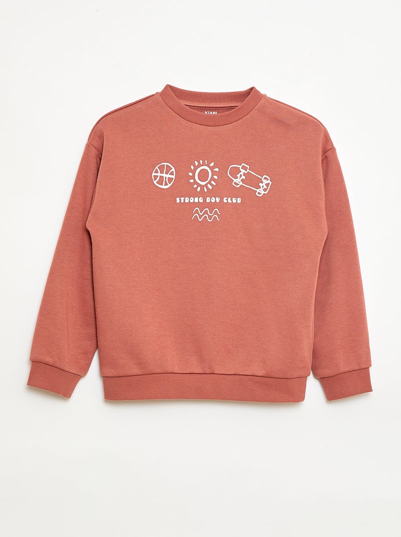 Camisola de gola redonda com estampado Vermelho - Kiabi