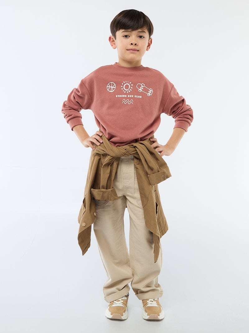 Camisola de gola redonda com estampado Vermelho - Kiabi